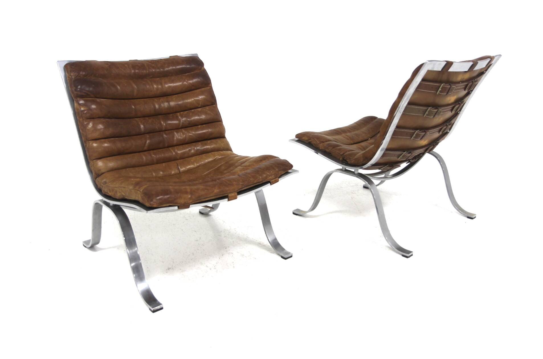 Set de 2 fauteuils scandinave en cuir "Ari", Arne Norell, Suède, 1960