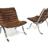 Set de 2 fauteuils scandinave en cuir "Ari", Arne Norell, Suède, 1960