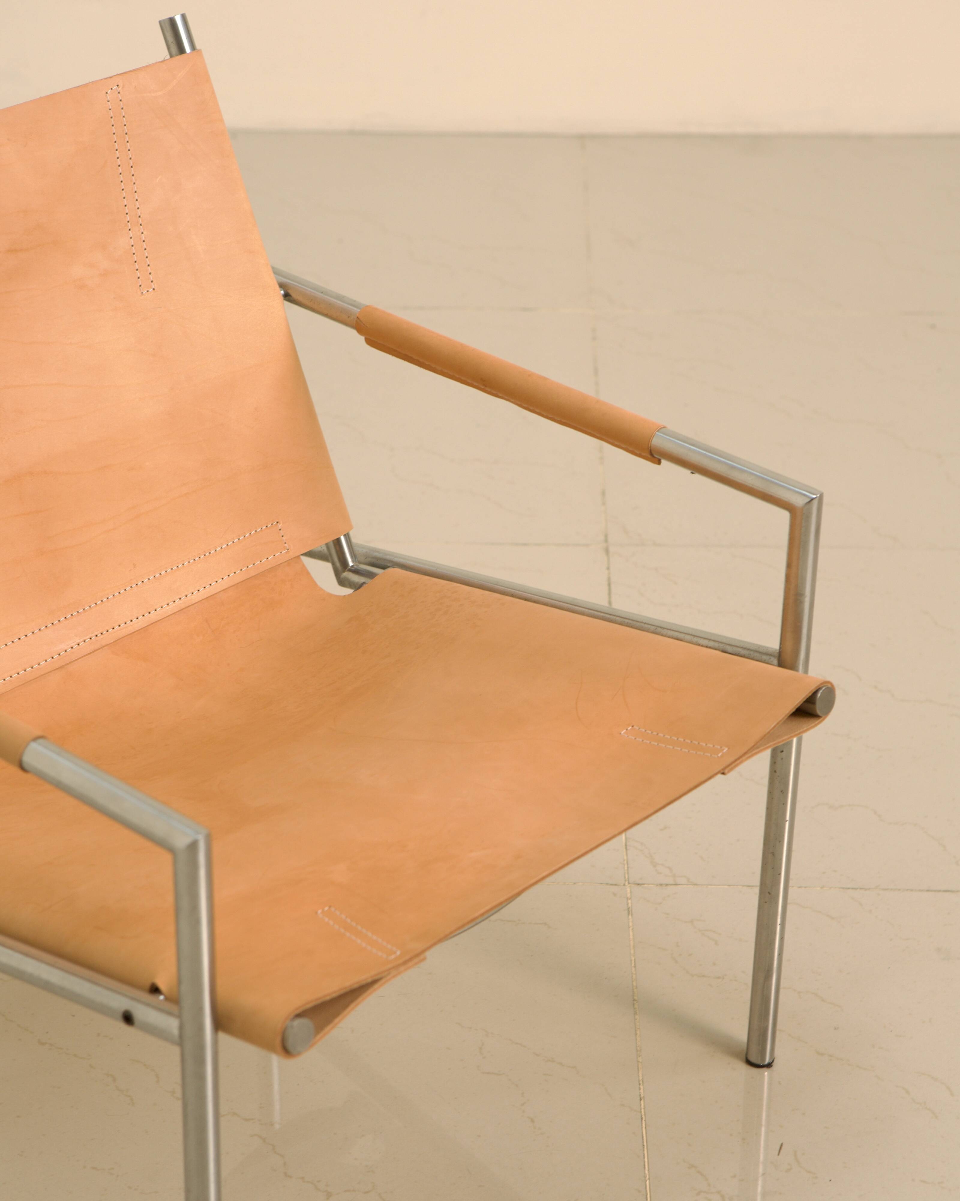 Fauteuil "SZ02" cuir beige naturel par Martin Visser pour Spectrum 00's