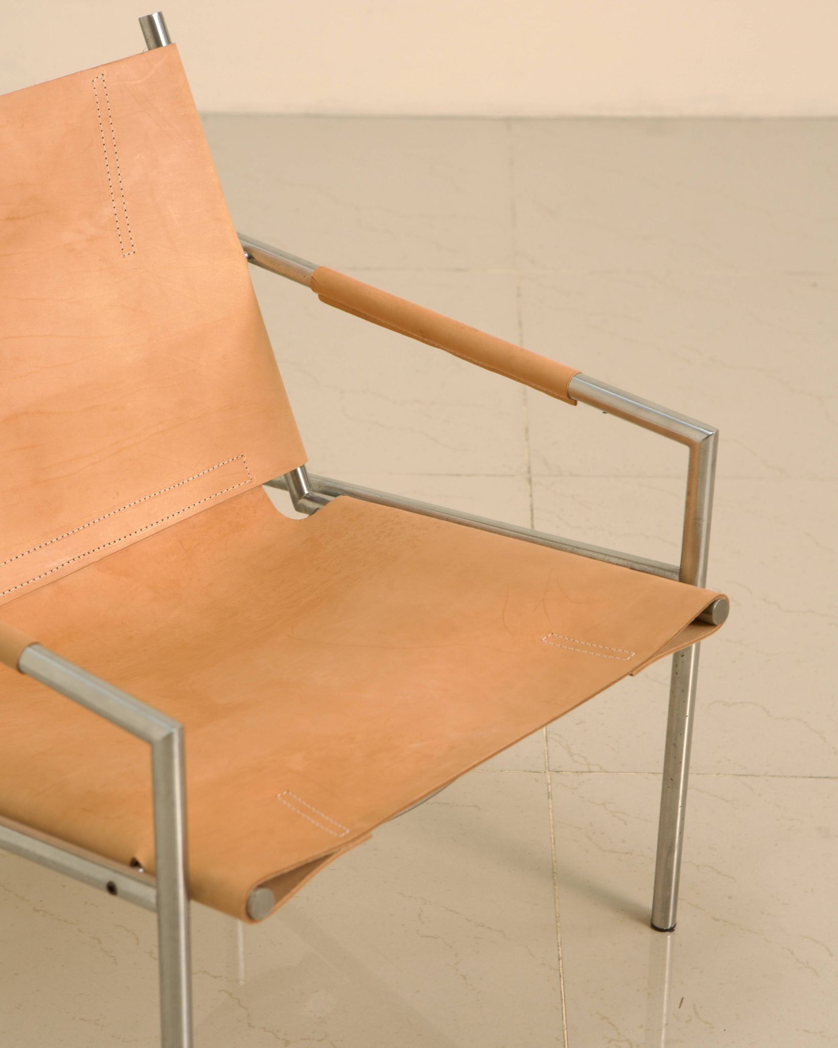 "SZ02" armchair in natural beige leather by Martin Visser for Spectrum 00's