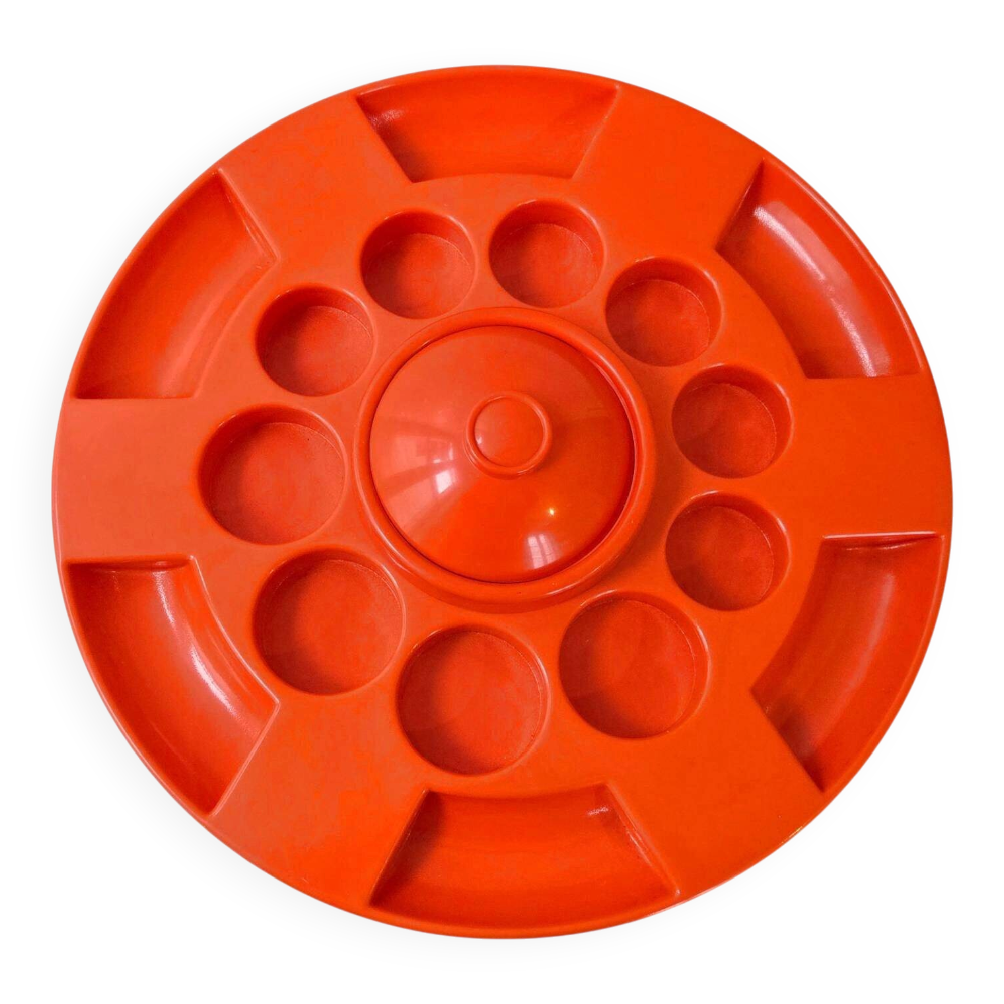 Grand plateau vintage 1970 moulded plastic orange creations bismuth paris 7