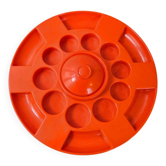 Grand plateau vintage 1970 moulded plastic orange creations bismuth paris 7