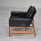 Chaise longue danoise des années 1960, état d'origine, meuble en cuir, bois de chêne massif.