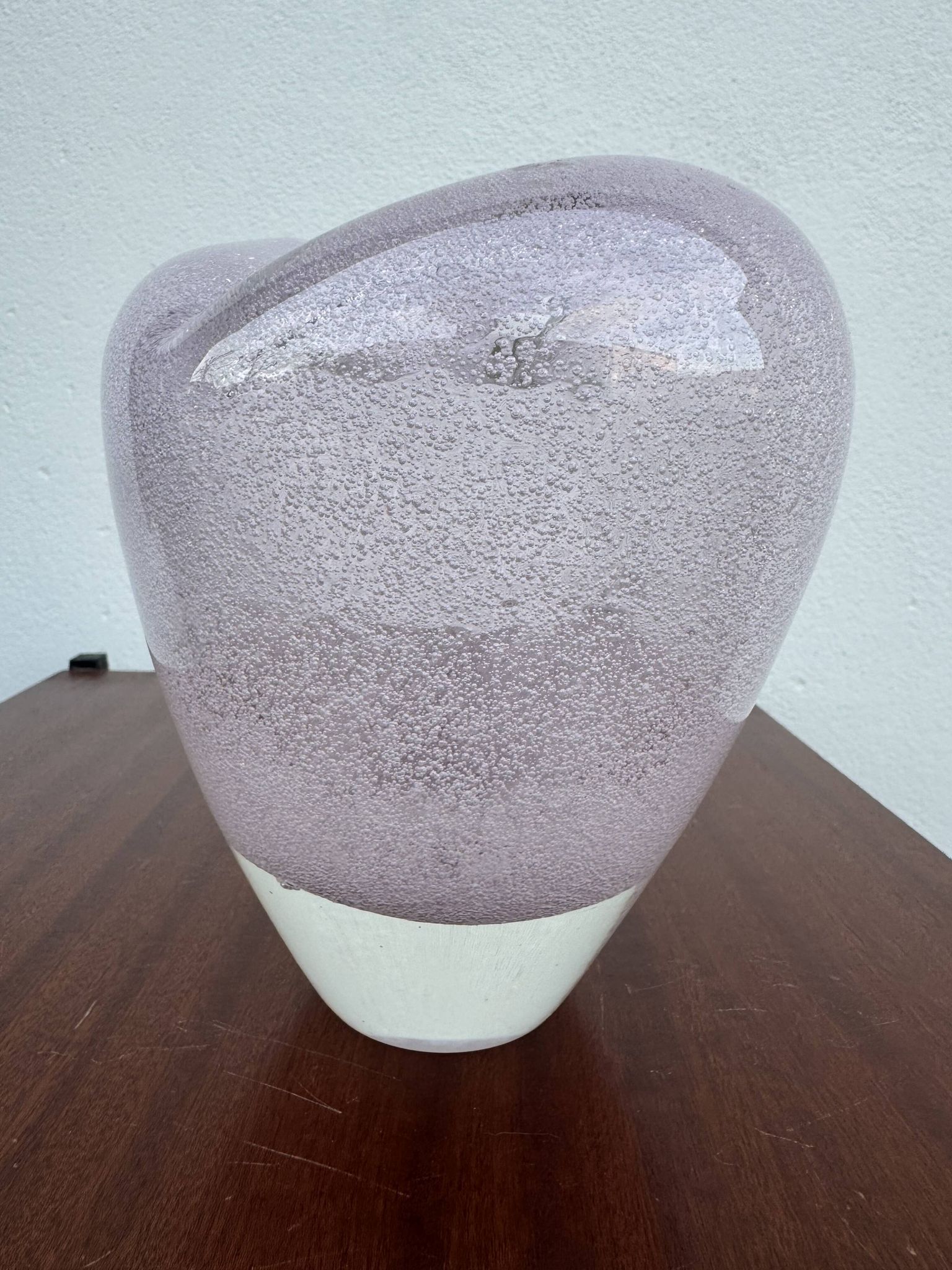Heart-shaped bubble glass vase from the 1960s.