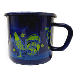 Blue enameled pitcher
