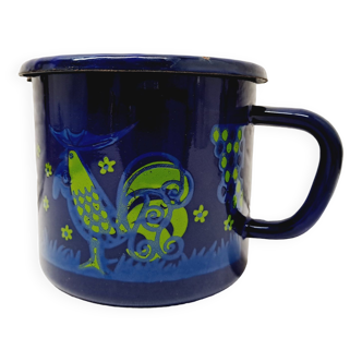 Blue enameled pitcher