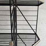 Large Black Powder-Coated Metal Industrial Baker's Rack — Three-Tier Display and Storage Unit, Brass Trim
