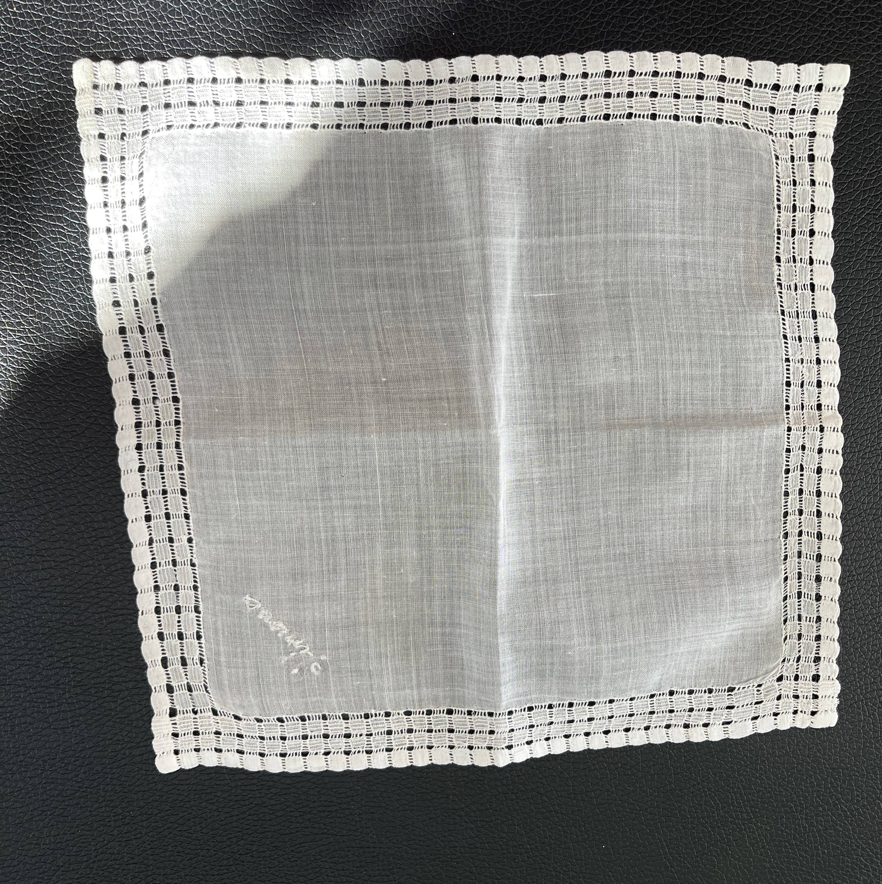 Set of 6 antique embroidered handkerchiefs