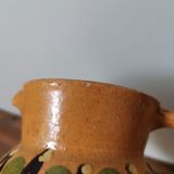 Hand-painted rustic enamelled vintage pitcher