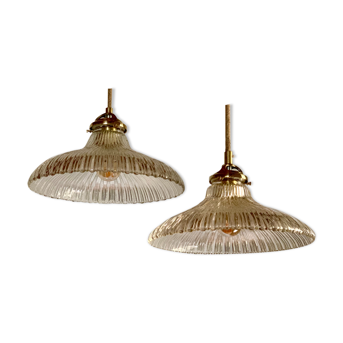 Duo of suspensions Holophane bistro style