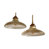 Duo of suspensions Holophane bistro style