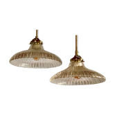 Duo of suspensions Holophane bistro style