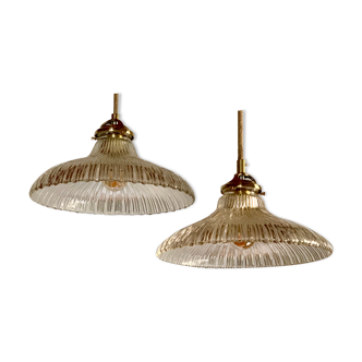 Duo of suspensions Holophane bistro style