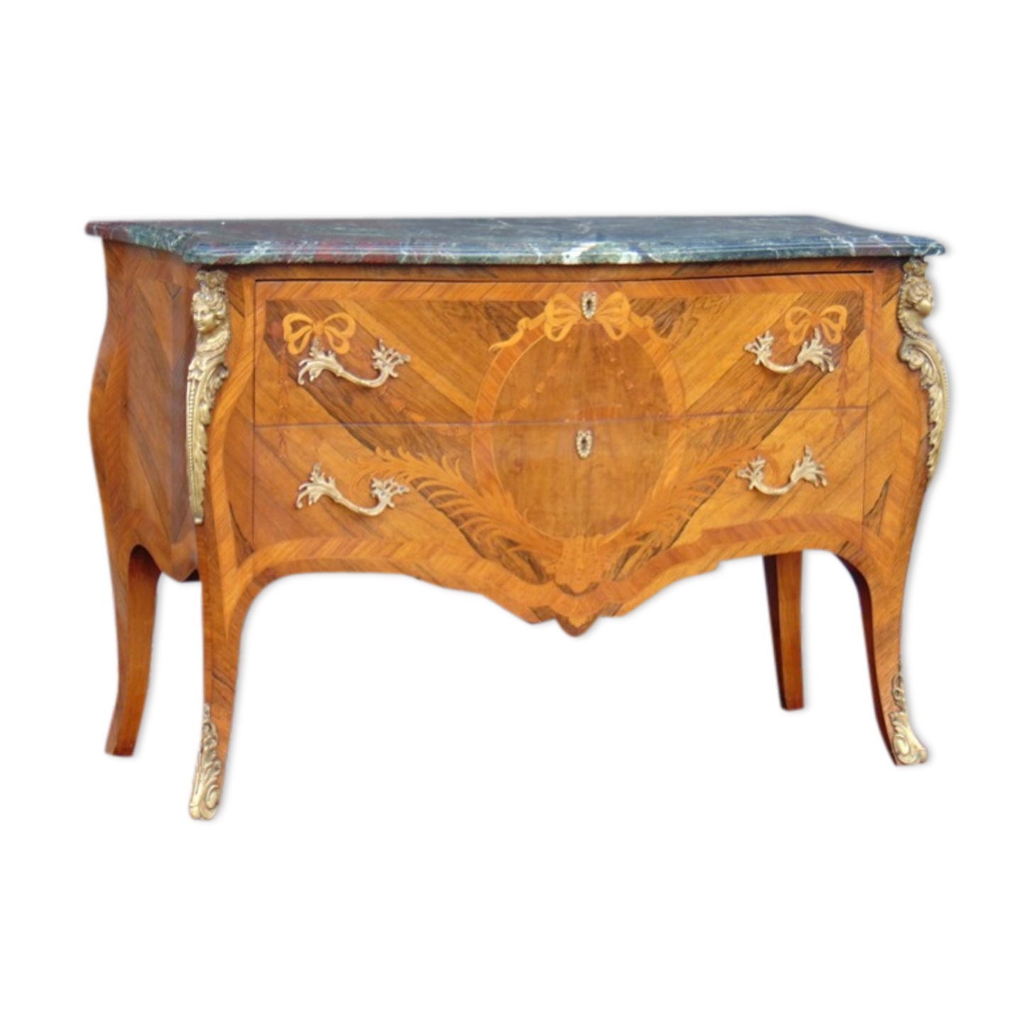 Curved dresser, Louis XV style marquetry