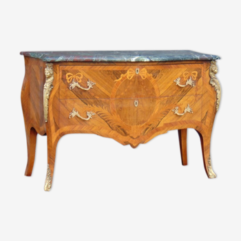 Curved dresser, Louis XV style marquetry