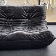 Togo black leather sofa 2 places by Michel Ducaroy for Ligne Roset in 1973