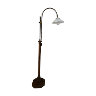 Vintage opaline wood floor lamp