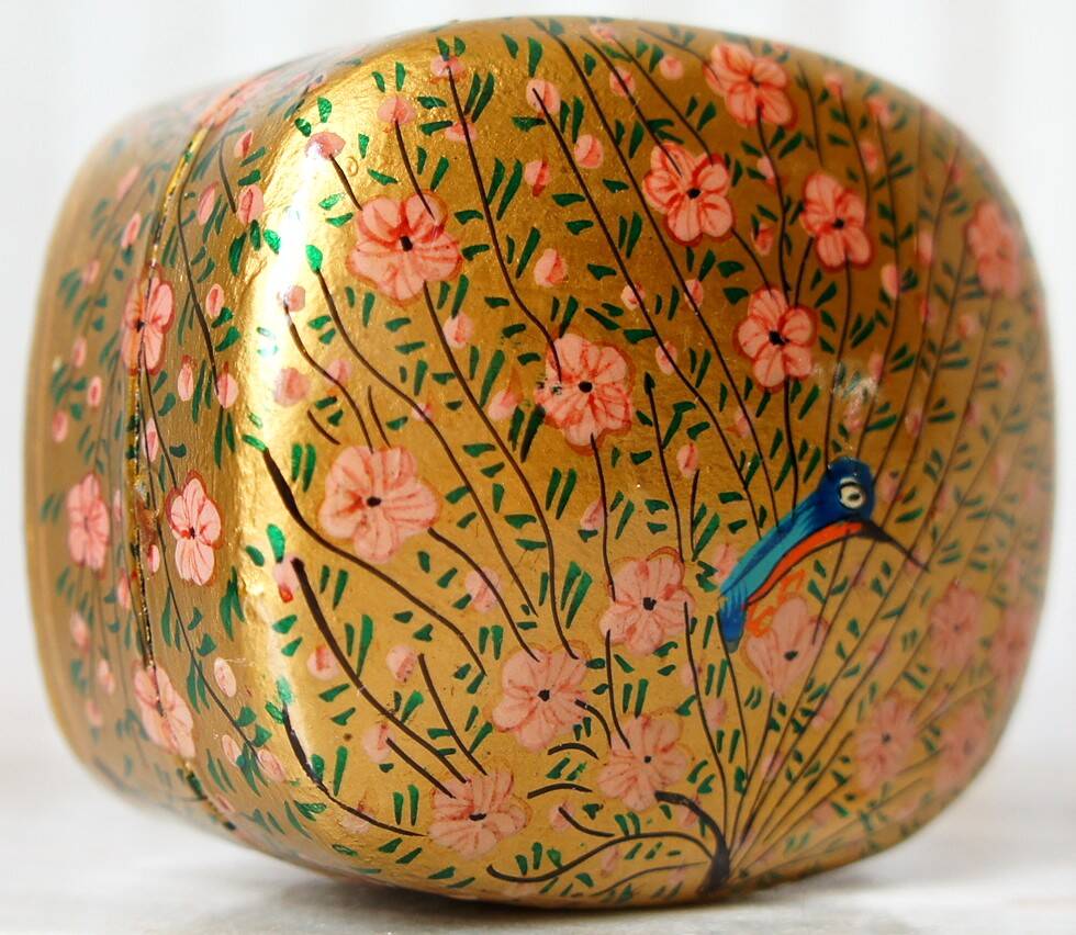 Lacquered & painted "peacock" box