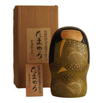 Vintage Kokeshi by Yoshida Takashi / with its box and tablet / 25 cm