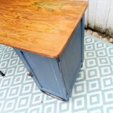 Bureau d'écolier en bois bleu
