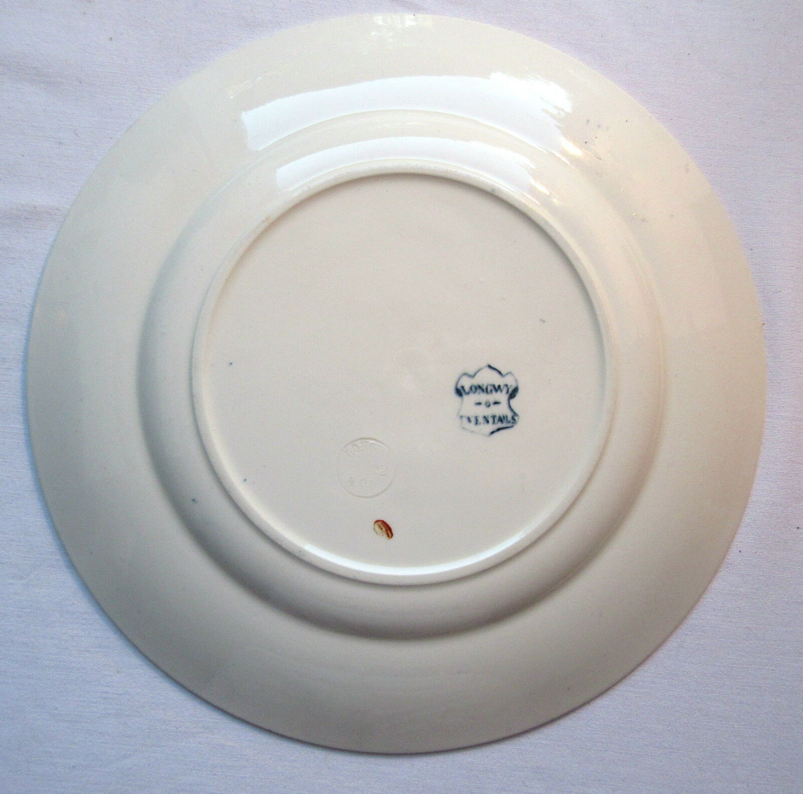 Art nouveau plate by longwy, grey-blue model: eventails