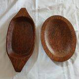 2 plats en bois de coco