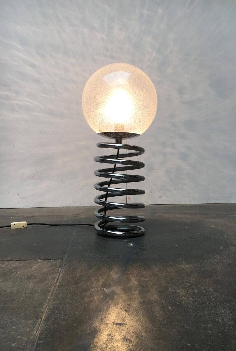 Floor lamp with spiral bulb from the German space age mid-century by Ingo Maurer for M-Design, 1960s.