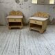 Pair of travertine bedside and rattan palm tree "vivai del sud"