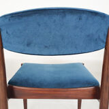 Ensemble de quatre chaises de salle à manger en palissandre et velours par Topform, Pays-Bas des années 1950