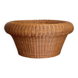 Table basse vintage en rotin & bambou