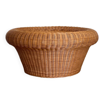 Table basse vintage en rotin & bambou