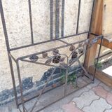 Old Art Deco coat rack in hammered iron
