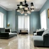 Italian Large Midcentury Chrome Chandelier 15 Lights