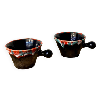 Deux tasses Vallauris céramique irisée