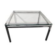 Chrome metal coffee table with a glass top from the 1970s.