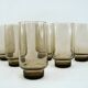 6 smoked brown glasses - Tivoli Luminarc Arcoroc France - vintage 70s