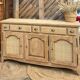 Antique enfilade / solid raw oak sideboard with caning