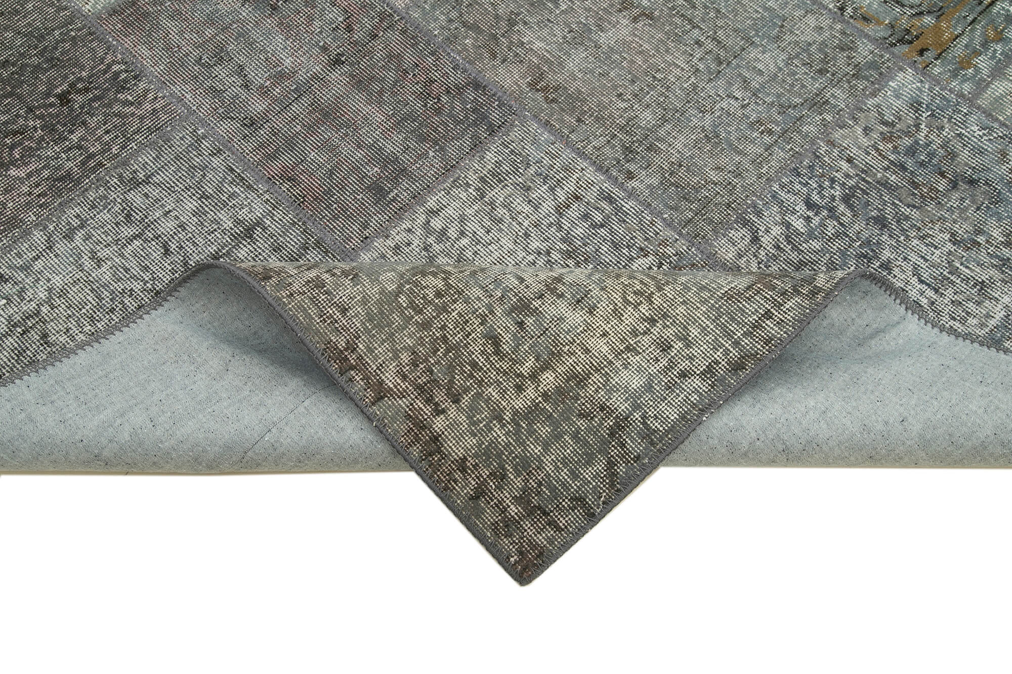 Handwoven Oriental Overdyed 170 cm x 240 cm Grey Patchwork Carpet