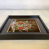 Small painting of a bouquet of flowers signed
