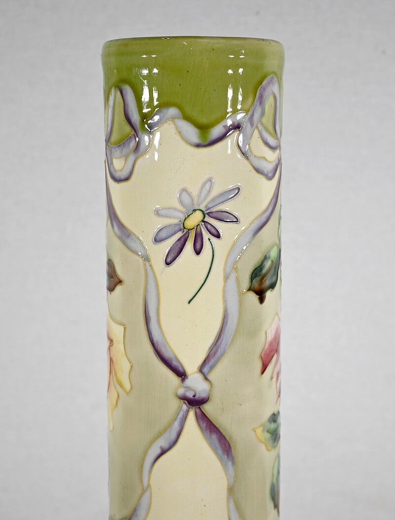 Important earthenware vase by Longchamp, Art Nouveau - 1900