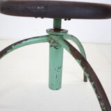 Vintage adjustable industrial stool with patina, 1950s