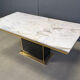Vintage white marble and brass dining table, 1970s