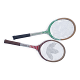 2 vintage Adidas and Dunlop 70' wooden tennis rackets