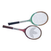 2 vintage Adidas and Dunlop 70' wooden tennis rackets