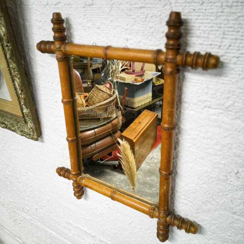 Bamboo-style wooden mirror