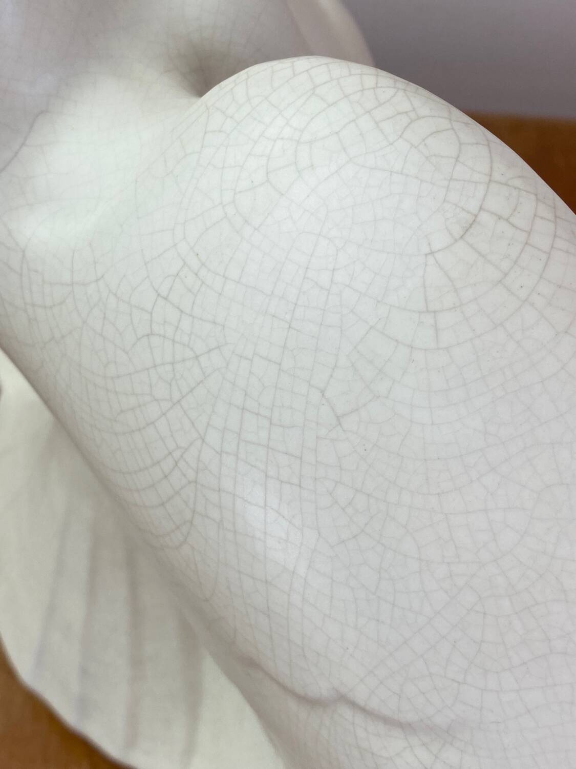 Cracked ceramic doves, signed Lejan