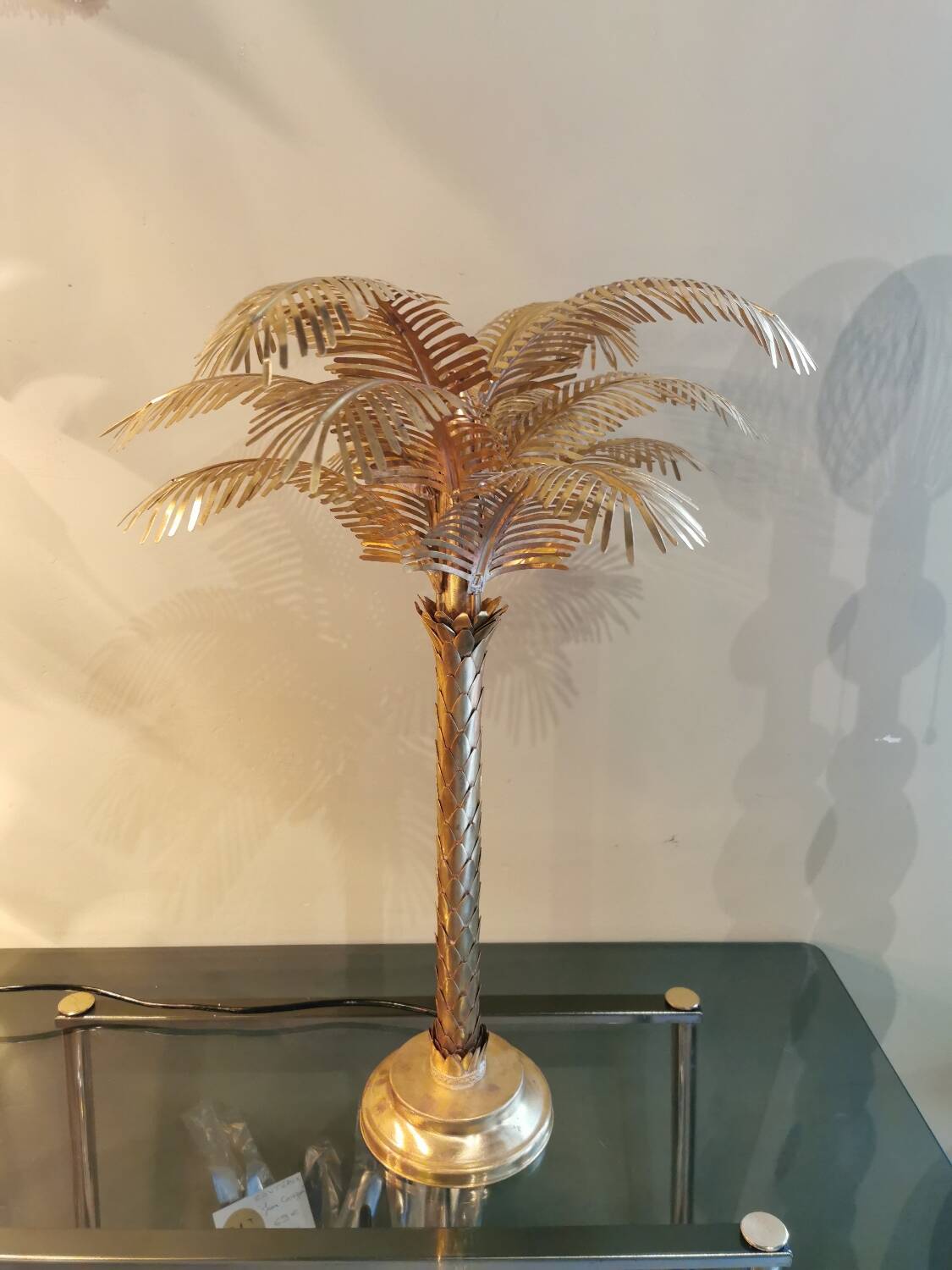 Solid brass palm tree lamp