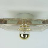 Applique murale lourde en verre glacé du milieu du siècle des années 1960-70