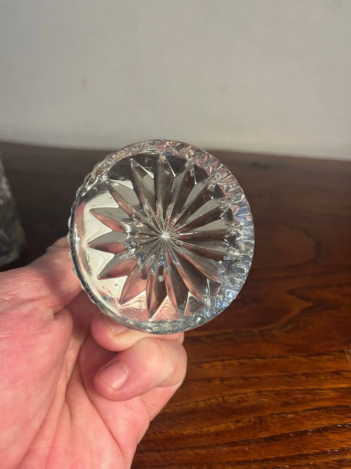 Rectangular carafe in cut glass, Bohemian crystal style