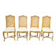 4 chaises en bois cérusé et dossier canné